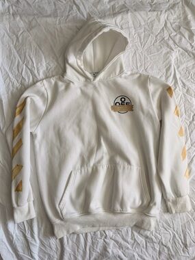 Off-White White Hoodie with Tan Graphics